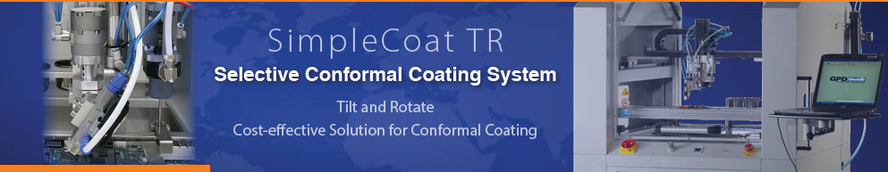 Conformal coating machine systems with tilt and rotate picture